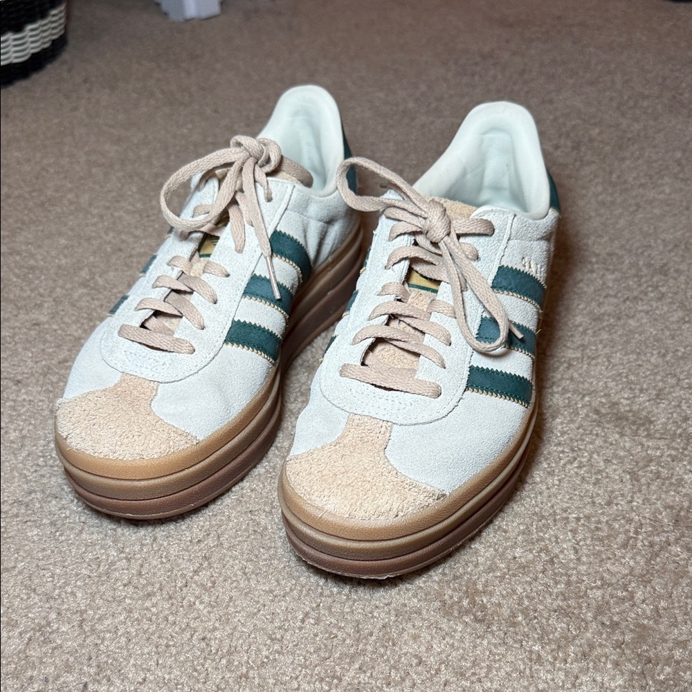 Adidas Gazelle Bold in Cream/Collegiate Green Colorway